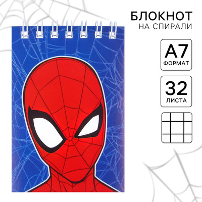Блокнот А7, 32 листа, на гребне, «Человек-паук»