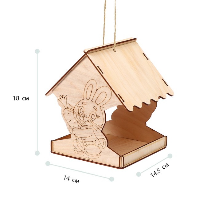 Деревянная кормушка-конструктор для птиц «Заяц с морковкой», 14 × 14.5 × 18 см, Greengo - фото 1909065342