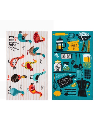 Набор полотенец Доляна «Счастье есть» 35×60 см - 2 шт., 100% хлопок