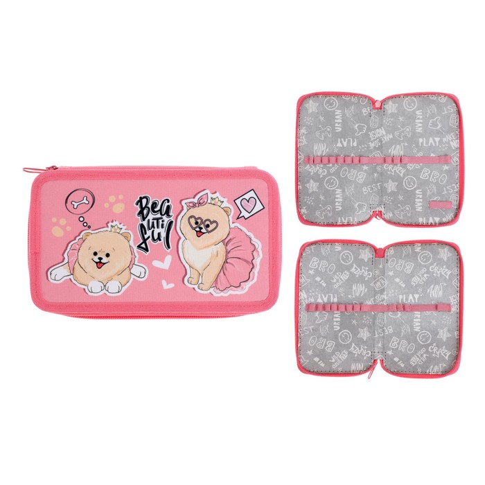 Пенал 2 секции, 110 х 190 мм, тканевый, "Оникс", ПКТ 11-20 "Модные ...