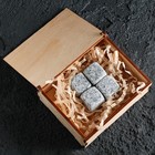 Камни для виски в деревянной шкатулке «100% мужик», 4 шт - фото 6777811