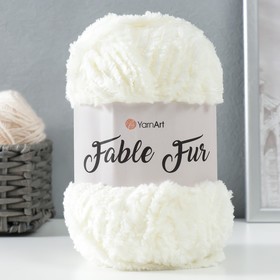 Пряжа "Fable Fur" 100% микрополиэстер 100м/100гр (966 молочный)