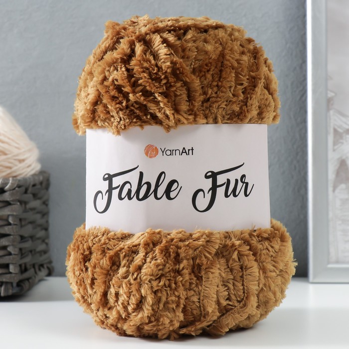 Пряжа "Fable Fur" 100% микрополиэстер 100м/100гр (970 бежевый) - Фото 1