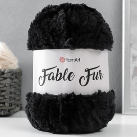 Пряжа "Fable Fur" 100% микрополиэстер 100м/100гр (988 чёрный) 9436799