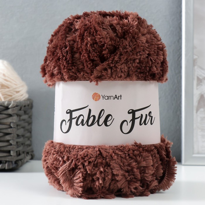 Пряжа Fable Fur 100% микрополиэстер 100м/100гр (986 коричневый)