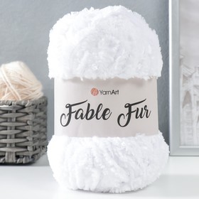 Пряжа "Fable Fur" 100% микрополиэстер 100м/100гр (965 белый) 9436801