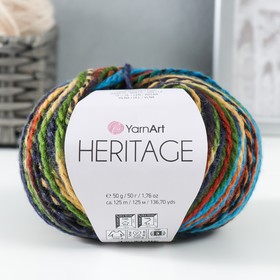 Пряжа "Heritage" 75% акрил, 25% шерсть 125м/50гр (333 аспарагус-жёлтый-василёк)