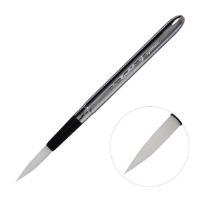 Кисть Roubloff складная из белоснежной синтетики, круглая, серия PSw1VT №7, ручка складная хромированная, покрытие обоймы soft-touch