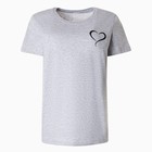 Футболка женская «Сердце», цвет светло-серый меланж, размер 52 - фото 24289303