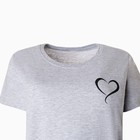 Футболка женская «Сердце», цвет светло-серый меланж, размер 52 - фото 24289304