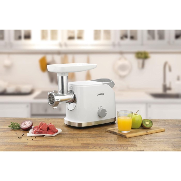 Мясорубка Gorenje MG1802SJW, 1800 Вт, 5 насадок, реверс, шинковка, белый - фото 51343114 Мясорубка Gorenje MG1802SJW, 1800 Вт, 5 насадок, реверс, шинковка, белый - фото 51343114