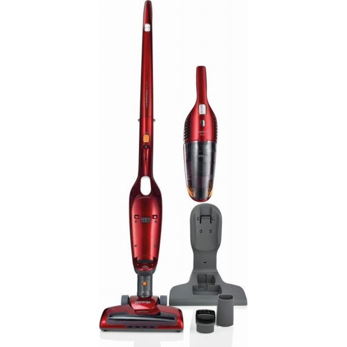 Пылесос горение беспроводной вертикальный как снять аккумулятор Пылесос ручной Gorenje SVC216FR, 125 Вт, 0.6 л, 3 насадки, красный (9448406) - К