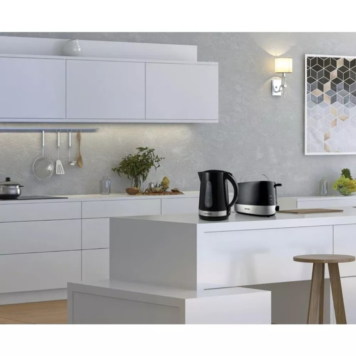 Чайник Gorenje K17BK, пластик, 1.7 л, 2200 Вт, чёрный с серебристым - фото 51337874