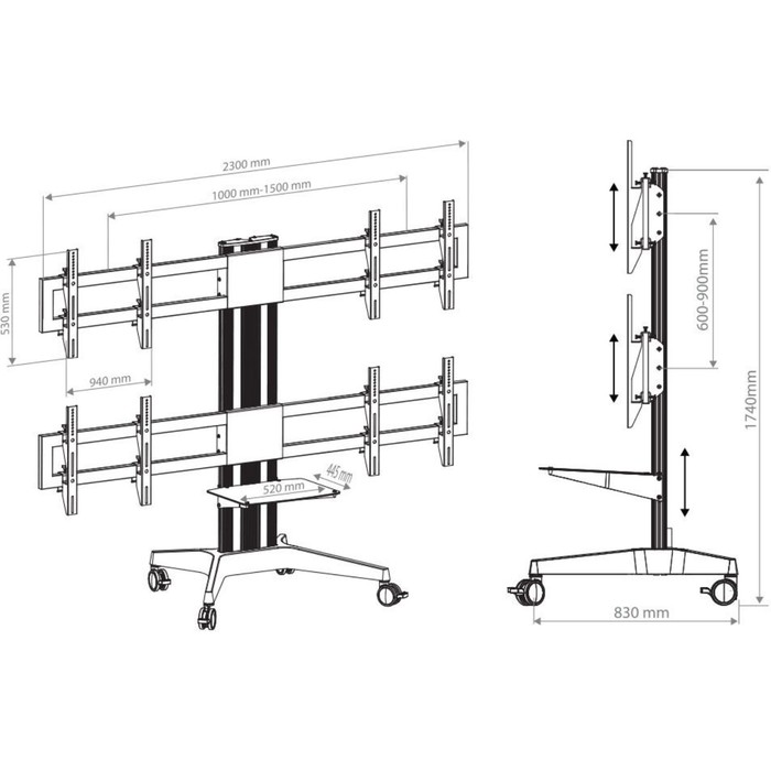 Подставка для телевизора Arm Media PT-STAND-16, до 120 кг, 26-55", напольный фиксированный, серебро - фото 51434973