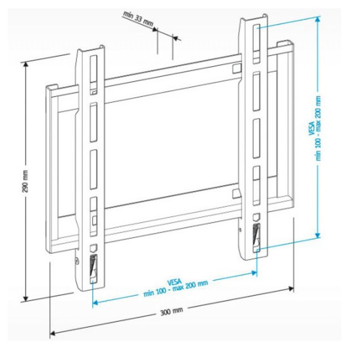 Кронштейн для телевизора Holder LCD-F2608, до 40 кг, 22-47", настенный, фиксированный, чёрный - фото 51435050