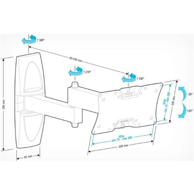 Кронштейн для телевизора Holder LCDS-5064, до 30 кг, 10-32", настенный, поворот и наклон, белый