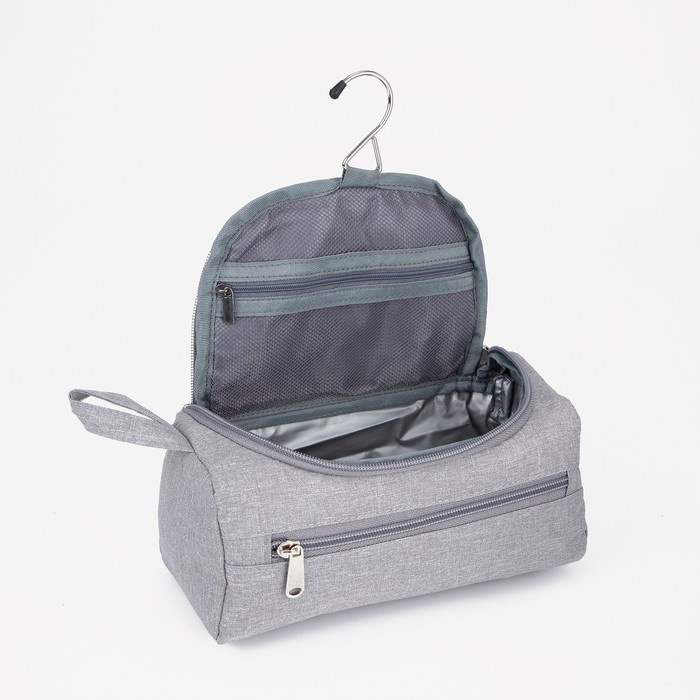 Косметичка-несессер на молнии, с крючком, цвет серый 32676