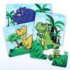 Набор пазлов «Динозавры», 3 пазла, 6 деталей - фото 319209198