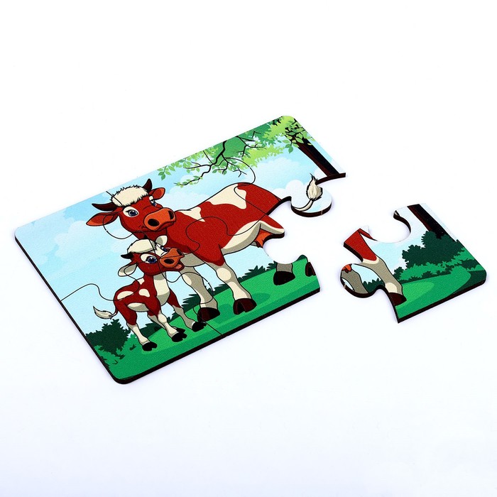 Набор пазлов «Домашние животные и малыши», 3 пазла, 6 деталей 59396