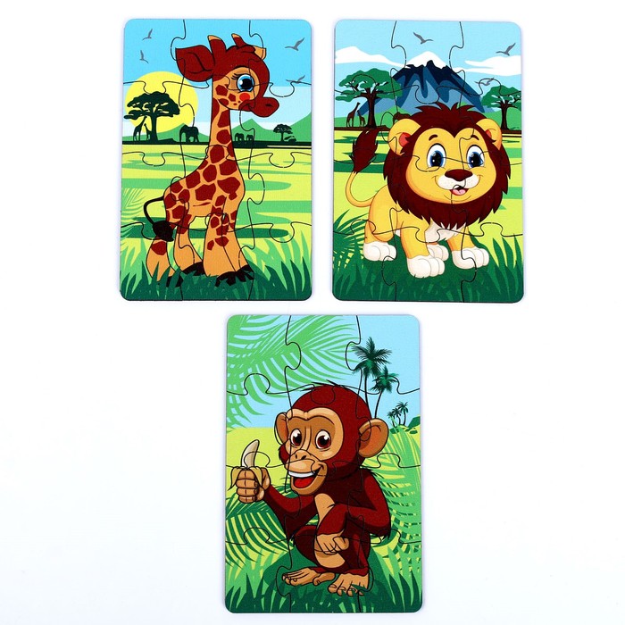 Набор пазлов «Лесные звери», 3 пазла, 12 деталей 59400