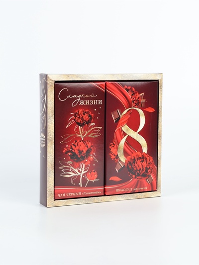 Подарочный набор «8 марта», чай (50 г), молочный шоколад (70 г)