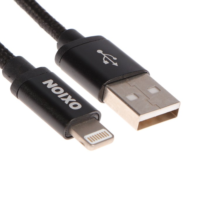 Кабель OXION DCC255, Lightning - USB, зарядка + передача данных, 1.3 м, оплетка, черный - Фото 1