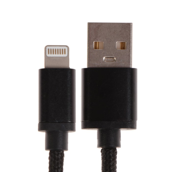 Кабель OXION DCC255, Lightning - USB, зарядка + передача данных, 1.3 м, оплетка, черный - фото 51458919