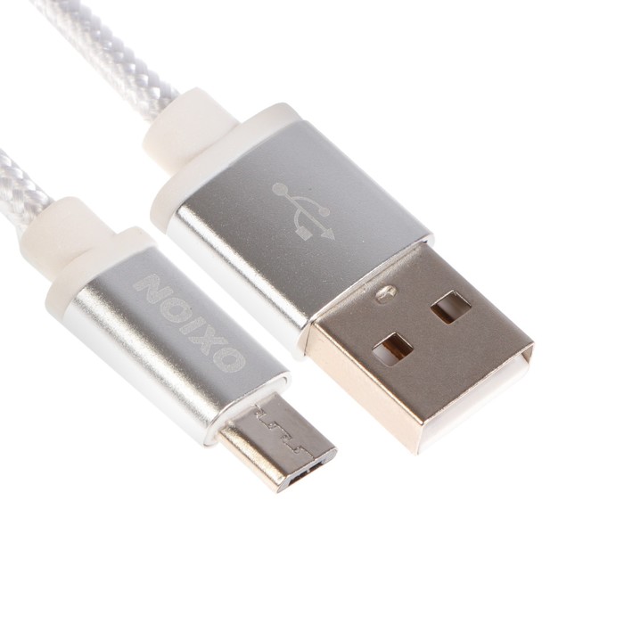 Кабель OXION DCC258, microUSB - USB, зарядка + передача данных, 1.3 м, оплетка, белый - Фото 1