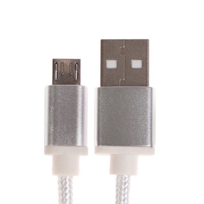 Кабель OXION DCC258, microUSB - USB, зарядка + передача данных, 1.3 м, оплетка, белый - фото 51458924