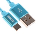 Кабель OXION DCC259, Type-C - USB, зарядка + передача данных, 1.3 м, оплетка, синий - фото 9415825