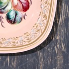Поднос жостовский "Розы", белый, с авторской росписью, 24х20 см - фото 9592542