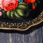 Поднос жостовский "Цветы", черный, с авторской росписью, 30х23 см - фото 9592547