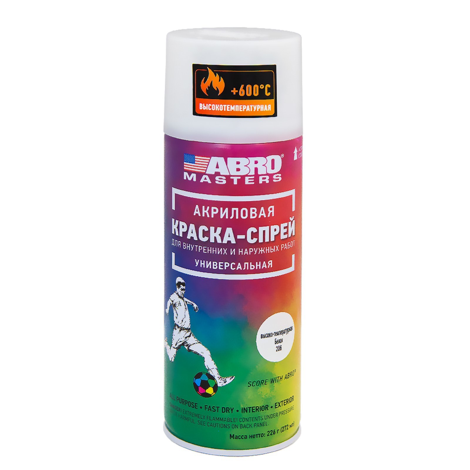 Краска-спрей Термостойкая (Белая) ABRO MASTERS (272мл/226г) (ABRO)