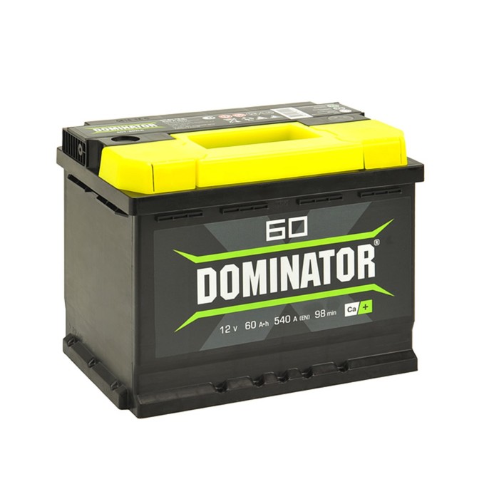 Аккумулятор Dominator 60 А/ч, 600 А, 242х175х190, обратная полярность - Фото 1