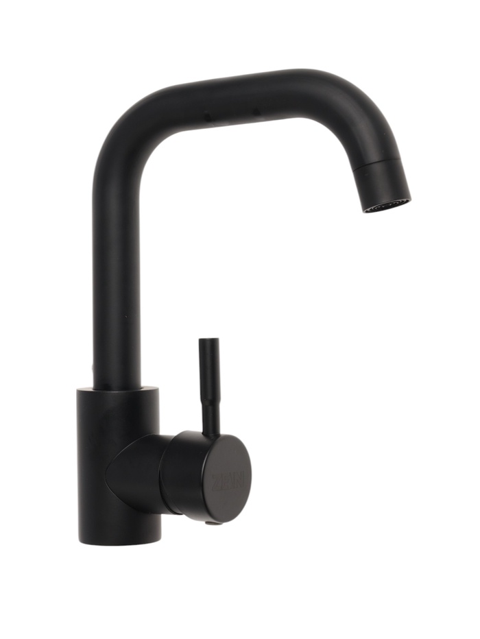 Смеситель для раковины ZEIN Z2508, короткий излив, картридж 40 мм, нержавеющая сталь, черный - Фото 1