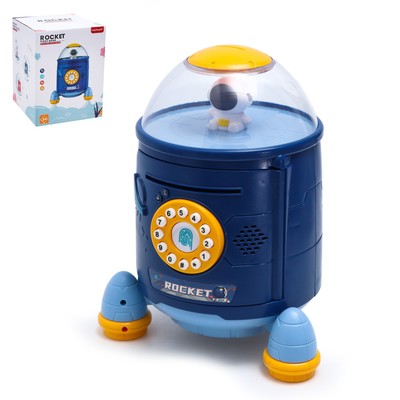 УЦЕНКА Копилка «Ракета», световые и звуковые эффекты, засасывает купюры, синяя