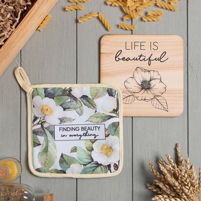 Набор кухонный «Доляна» Camelia: прихватка, подставка под горячее