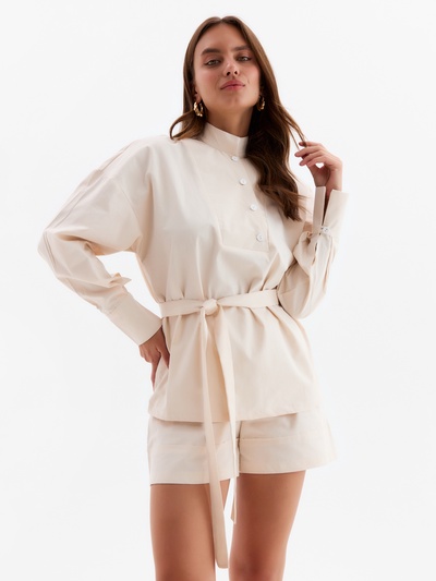Костюм женский (блузка, шорты) MINAKU: Enjoy цвет молочный, размер 46