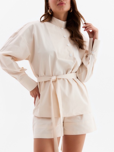 Костюм женский (блузка, шорты) MINAKU: Enjoy, молочный, размер 46