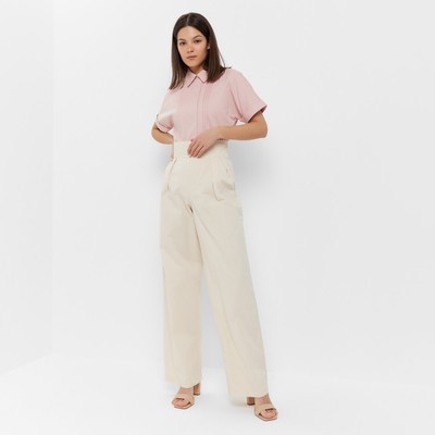 Брюки женские хлопковые MINAKU: Enjoy, молочные, размер 46