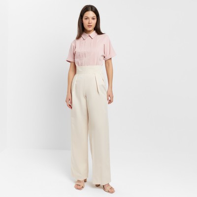 Брюки женские хлопковые MINAKU: Enjoy, молочные, размер 50