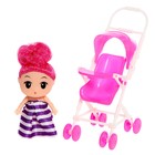 Кукла малышка «Алина» с коляской, цвета МИКС - фото 3887675