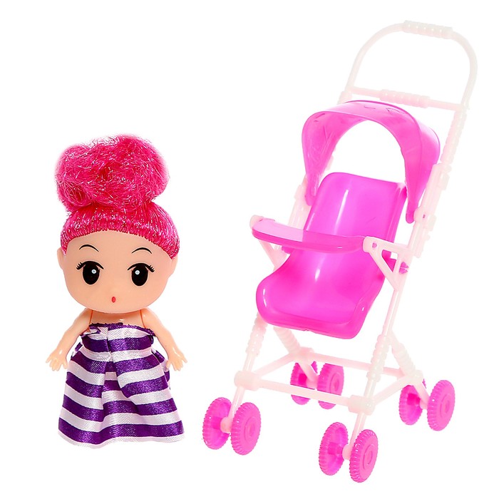 Кукла малышка «Алина» с коляской, цвета МИКС - фото 1909066257