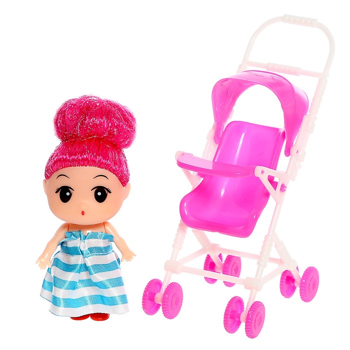 Кукла малышка «Алина» с коляской, цвета МИКС - фото 1909066253