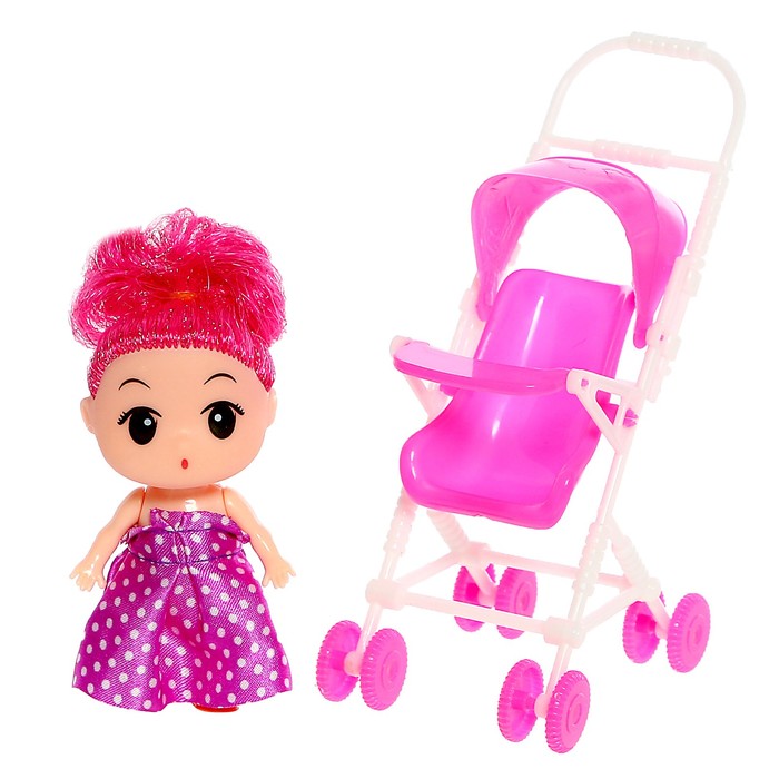 Кукла малышка «Алина» с коляской, цвета МИКС - фото 1909066255