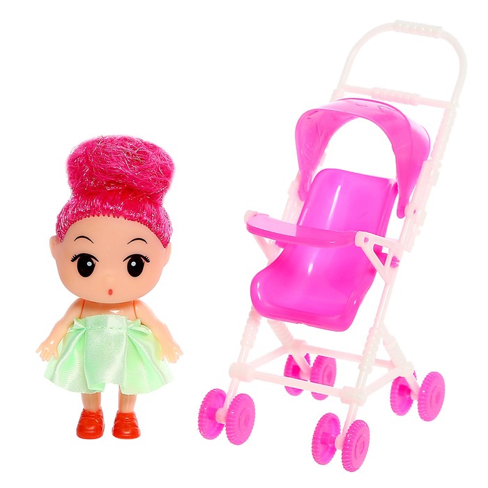 Кукла малышка «Алина» с коляской, цвета МИКС - фото 1909066256