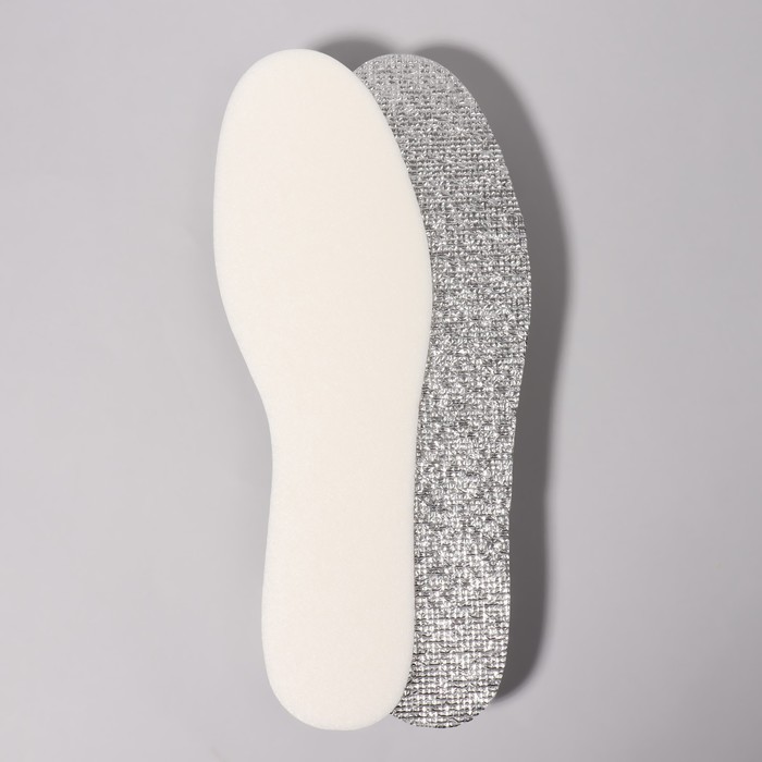 Стельки для обуви, утеплённые, фольгированные, с эластичной белой пеной, универсальные, 36-45р-р, 29,5 см, пара, цвет белый - Фото 1
