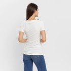 Футболка женская с вырезом лодочка MINAKU SLIM FIT: цвет ваниль, р-р 44 - Фото 2