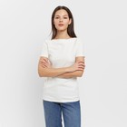 Футболка женская с вырезом лодочка MINAKU SLIM FIT: цвет ваниль, р-р 44 - Фото 3