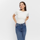 Футболка женская с вырезом лодочка MINAKU SLIM FIT: цвет ваниль, р-р 44 - Фото 4